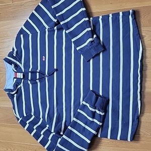 Vineyard Vines Navy and White Striped V-Neck Sweater